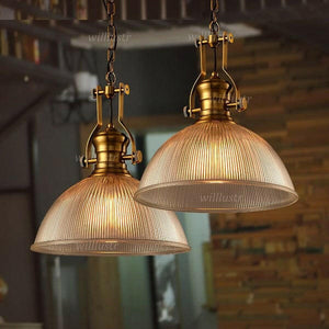 Brisell - Vintage Dome Pendant Lamp with Ribbed Glass | Bright & Plus.