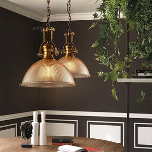 Brisell - Vintage Dome Pendant Lamp with Ribbed Glass | Bright & Plus.