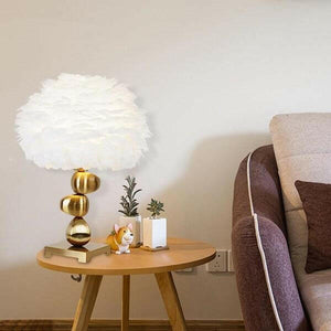 Atenas Feather Shade Metal Table Lamp | Bright & Plus.