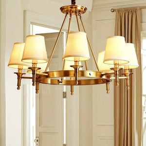 Bjorn - Chandelier with Minimalist Copper Fabric Shade