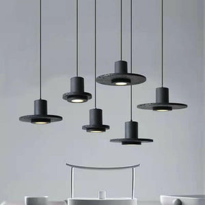 Black Volcanic Stone Pendant Light Minimalist