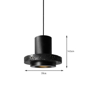 Black Volcanic Stone Pendant Light Minimalist