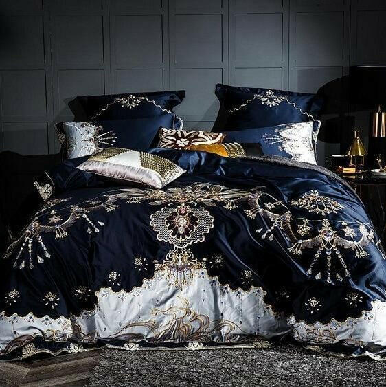 Blue Royal Egyptian Cotton Duvet Cover Set | Bright & Plus.