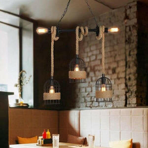 Clervie - Retro Hemp Rope Pendant Lamp | Bright & Plus.