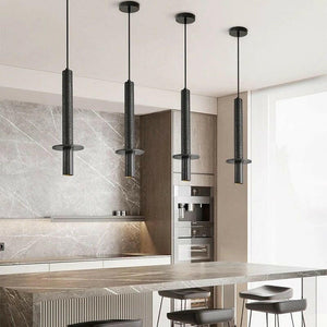 Diletta - Minimalist Italian Black Volcano Stone Pendant Lamp