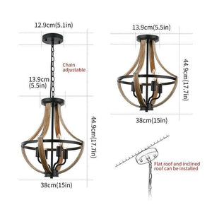 Eddis - Rustic 4-Light Adjustable Height Convertible Chandelier