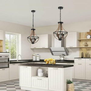 Eddis - Rustic 4-Light Adjustable Height Convertible Chandelier