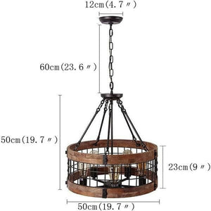 Ganeed - Round Wooden Chandelier Metal Pendant Five Lights Decorative | Bright & Plus.