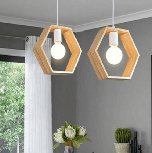 Geometric Hanging Wooden Lights | Bright & Plus.