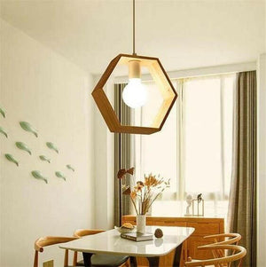 Geometric Hanging Wooden Lights | Bright & Plus.