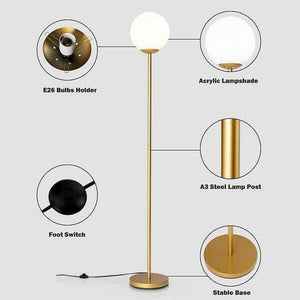 Glass Globe LED Floor Lamp w/ Acrylic Lampshade | Bright & Plus.