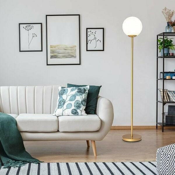 Glass Globe LED Floor Lamp w/ Acrylic Lampshade | Bright & Plus.