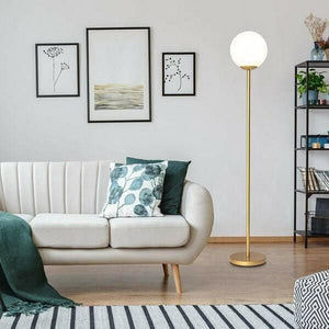 Glass Globe LED Floor Lamp w/ Acrylic Lampshade | Bright & Plus.