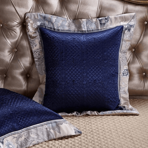 Impero Blue Silver Silk Cotton Jacquard Luxury Chinese Duvet Cover Set | Bright & Plus.