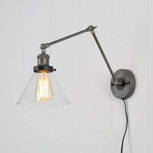 Jacqueline - Adjustable Bent Arm Glass Wall Lamp | Bright & Plus.