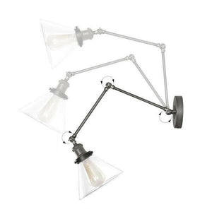 Jacqueline - Adjustable Bent Arm Glass Wall Lamp | Bright & Plus.