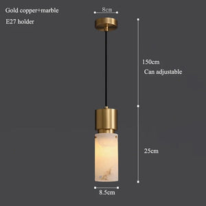 Kalev - Black/Gold Copper Marble Pendant Light