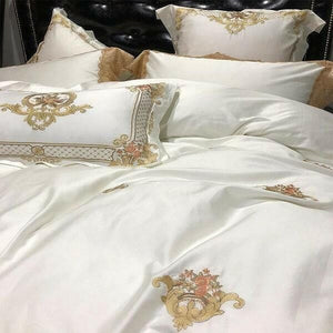 Karlena Oriental Egyptian Cotton Embroidery Luxury Royal Duvet Cover Set | Bright & Plus.