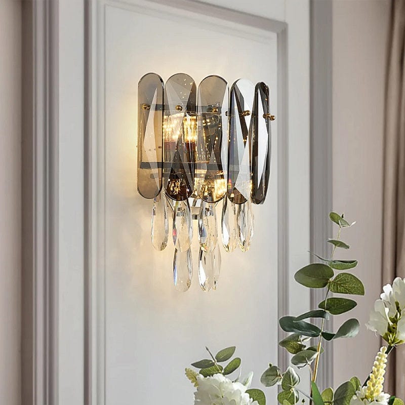 Kerstin - Modern Amber/Smoky Glass Wall Lamp
