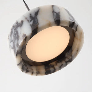 Khloe - Black Round Natural Stone Pendant Light