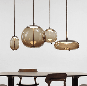 Knot - Design Suspension Lamp Scandinavian Smoked glass and Rope