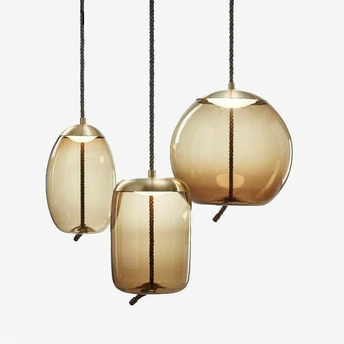 Knot - Design Suspension Lamp Scandinavian Smoked glass and Rope