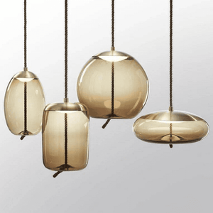 Knot - Design Suspension Lamp Scandinavian Smoked glass and Rope