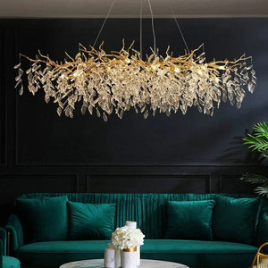 Large Modern Chandelier with Crystal Branches and Pendants