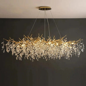 Large Modern Chandelier with Crystal Branches and Pendants