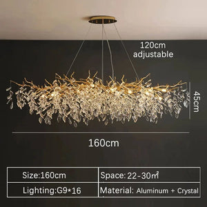 Large Modern Chandelier with Crystal Branches and Pendants