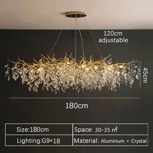 Large Modern Chandelier with Crystal Branches and Pendants