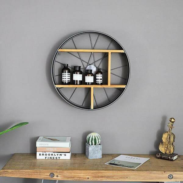 Lau - Wood & Iron Wheel Shelf | Bright & Plus.