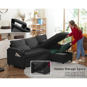 2-in-1 Sleeper Sofa Bed with Storage, USB & Cup Holder