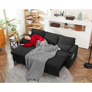 2-in-1 Sleeper Sofa Bed with Storage, USB & Cup Holder