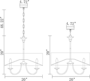 Lohan - Traditional 5-Light Chandelier with White Linen Drum Shade