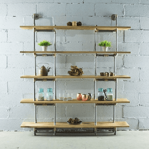 Modern Industrial Five Shelf Large Bookcase | Bright & Plus.