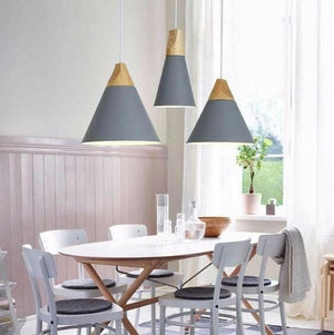 Modern Nordic Wooden Base Hanging Light | Bright & Plus.