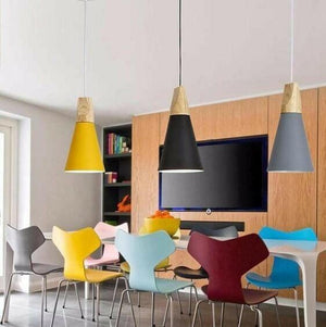 Modern Nordic Wooden Base Hanging Light | Bright & Plus.