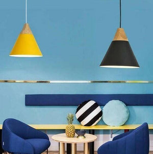 Modern Nordic Wooden Base Hanging Light | Bright & Plus.