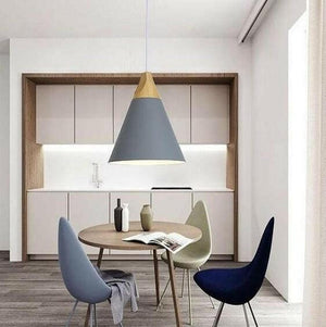 Modern Nordic Wooden Base Hanging Light | Bright & Plus.