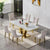 Modern faux Marble Dining Table Set/Velvet Upholstered Chairs