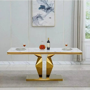 Modern faux Marble Dining Table Set/Velvet Upholstered Chairs