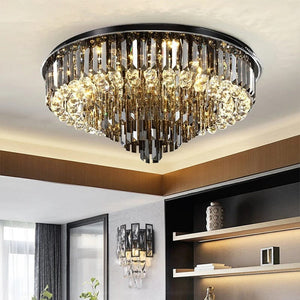 Oline - Ceiling Lamp Round Luxury Black Gold Silver Lighting Fixture