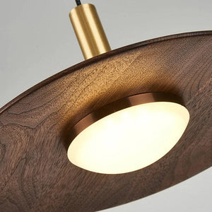 Petrica - Walnut Brass Pendant Lamp with Wooden Shade