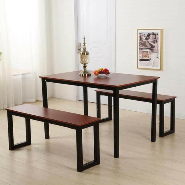 Raul - Three Piece Bench & Dining Table Set | Bright & Plus.