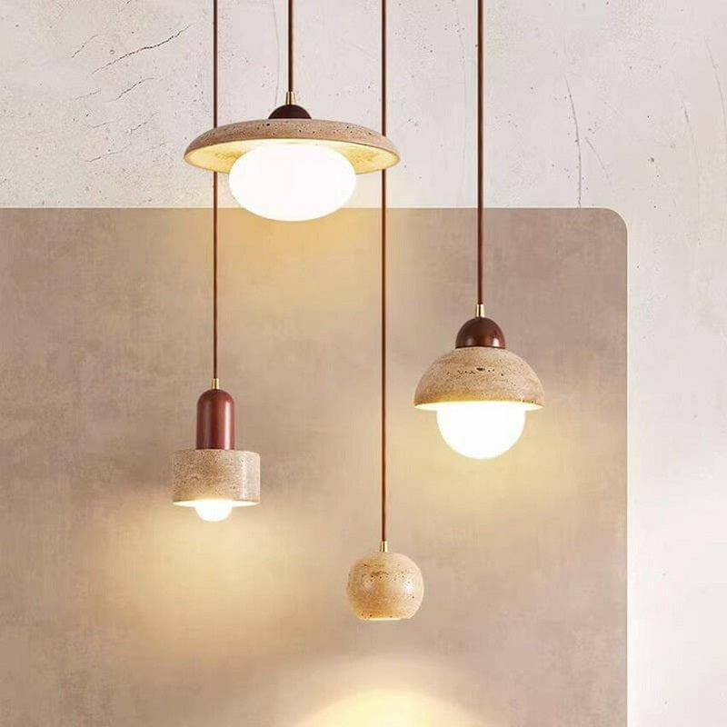 Reo - Japanese Style Travertine Pendant Lamp