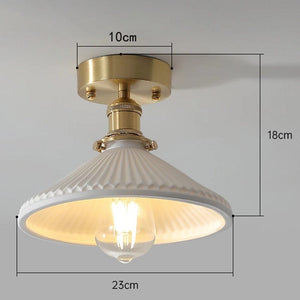 Ryota - Japanese Brass Ceramic Ceiling Lamp