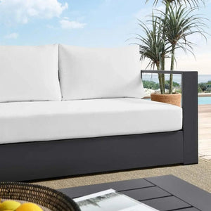 Sao Paulo - Outdoor Patio Aluminum Sofa with Cover, Grey and White