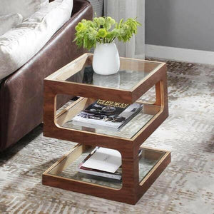 Thierry - Three Tier Walnut End Table | Bright & Plus.