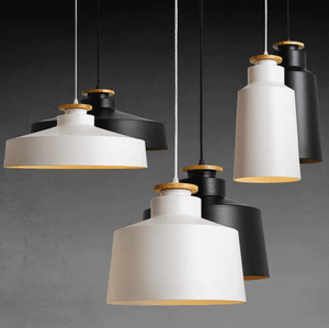 Tizia - Contrast Metal & Wood Pendant Lights